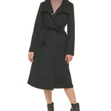 Cole Haan Signature Women's Slick Belted Long Wool Blend Coat in Black , Size 10 Black