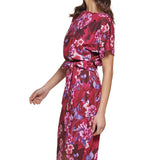 Kensie Women's Crepe Midi Sheath Dress Pink Size X-Small