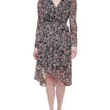 Tommy Hilfiger Women's Chiffon Metallic Midi Dress Black Size 14