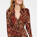 Tommy Hilfiger Women's Matte Jersey Paisley Shirtdress Black Size 12