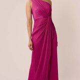 Adrianna Papell Women's Stardust One Shoulder Gown Pink Size 8