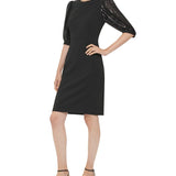 Calvin Klein Women's Sequined Midi Cocktail and Party Dress Black Size 16
