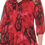 Calvin Klein Women's Pintuck Trimmed Chiffon Dress Red Size 22