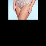 Wild Fable Women's Ribbed High Leg Cheeky High Waist Bikini Bottom Tan Animal Print Size 3X