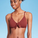 Wild Fable Women's Rust Tie-Front Bikini Top in Pique Texture Size XXS