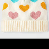 Cat & Jack Girls Cream Heart Jacquard Beanie One Size