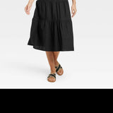 Black Sleeveless Linen Midi Dress- Women's Size S