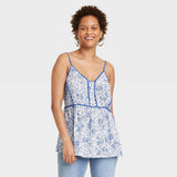 Knox Rose Blue Floral Women's Flowy Tank Top Size S