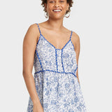 Knox Rose Blue Floral Women's Flowy Tank Top Size S