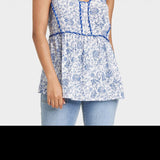 Knox Rose Blue Floral Women's Flowy Tank Top Size S
