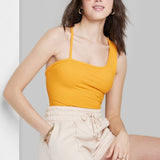 Wild Fable Women's Open Back Bodysuit in Mango Orange XXS