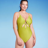 Wild Fable Green One Piece Swimsuit with Ring Front Cut Out - Women's XS
