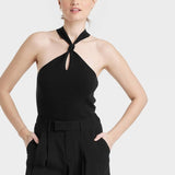 A New Day Women's Halter Neck Pullover Sweater Black Size M