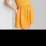 Mango Orange Smocked Romper - Wild Fable Women's Sleeveless Size M