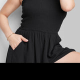 Wild Fable Women's Black Smocked Romper - Sleeveless, Size XXS