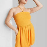 Wild Fable Sleeveless Woven Romper for Women in Mango Orange Size S