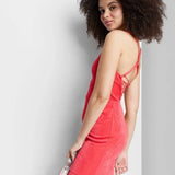 Wild Fable Red Maxi Bodycon Dress with Lace-Up Back - Size S Women's