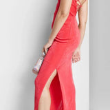 Wild Fable Red Maxi Bodycon Dress with Lace-Up Back - Size S Women's