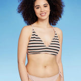 Wild Fable Women's Brown Striped Crochet Bralette Bikini Top Size S