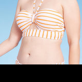 Shade & Shore Women's Orange Keyhole Bikini Top Lightly Lined Size 36C