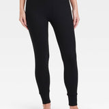 Soft Ribbed Women's Pajama Pants in Black - Size XL, Stars Above