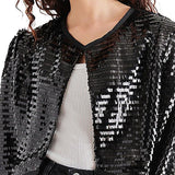 Steve Madden Juliet Cropped Piano Sequin Bolero Black