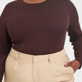 A New Day Long Sleeve Slim Fit T-Shirt in Brown for Women Size XXL