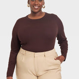 A New Day Long Sleeve Slim Fit T-Shirt in Brown for Women Size XXL
