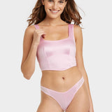 Colsie Women's Satin Cheeky Underwear in Pink - Size S