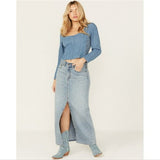Levi s Women s Premium Ankle Column Denim Skirt Light Wash Blue