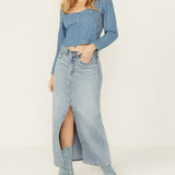 Levi s Women s Premium Ankle Column Denim Skirt Light Wash Blue
