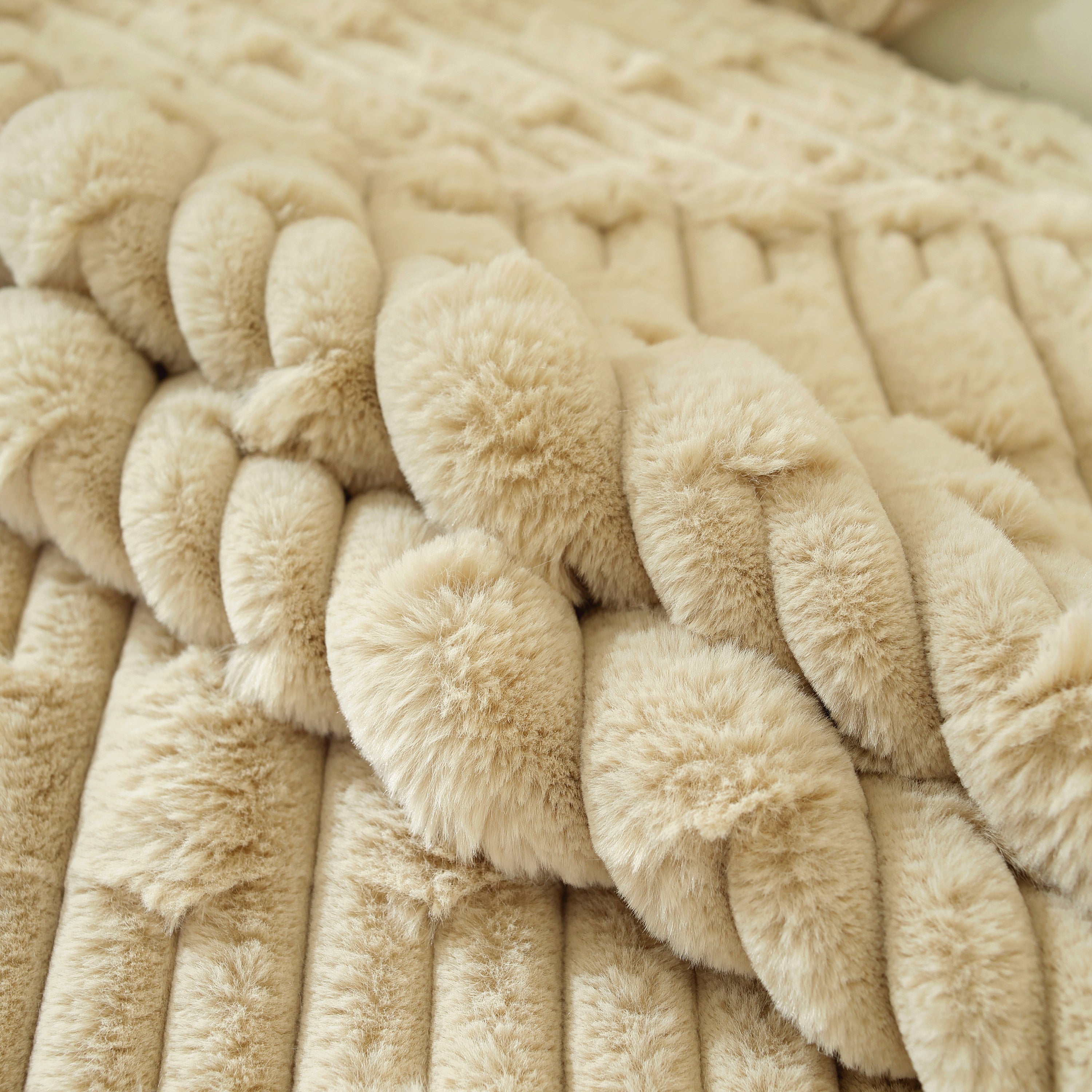 Bamboo-style Sofa Towel, Faux Rabbit Fur Thickened Non-slip Seat Cushion Covers