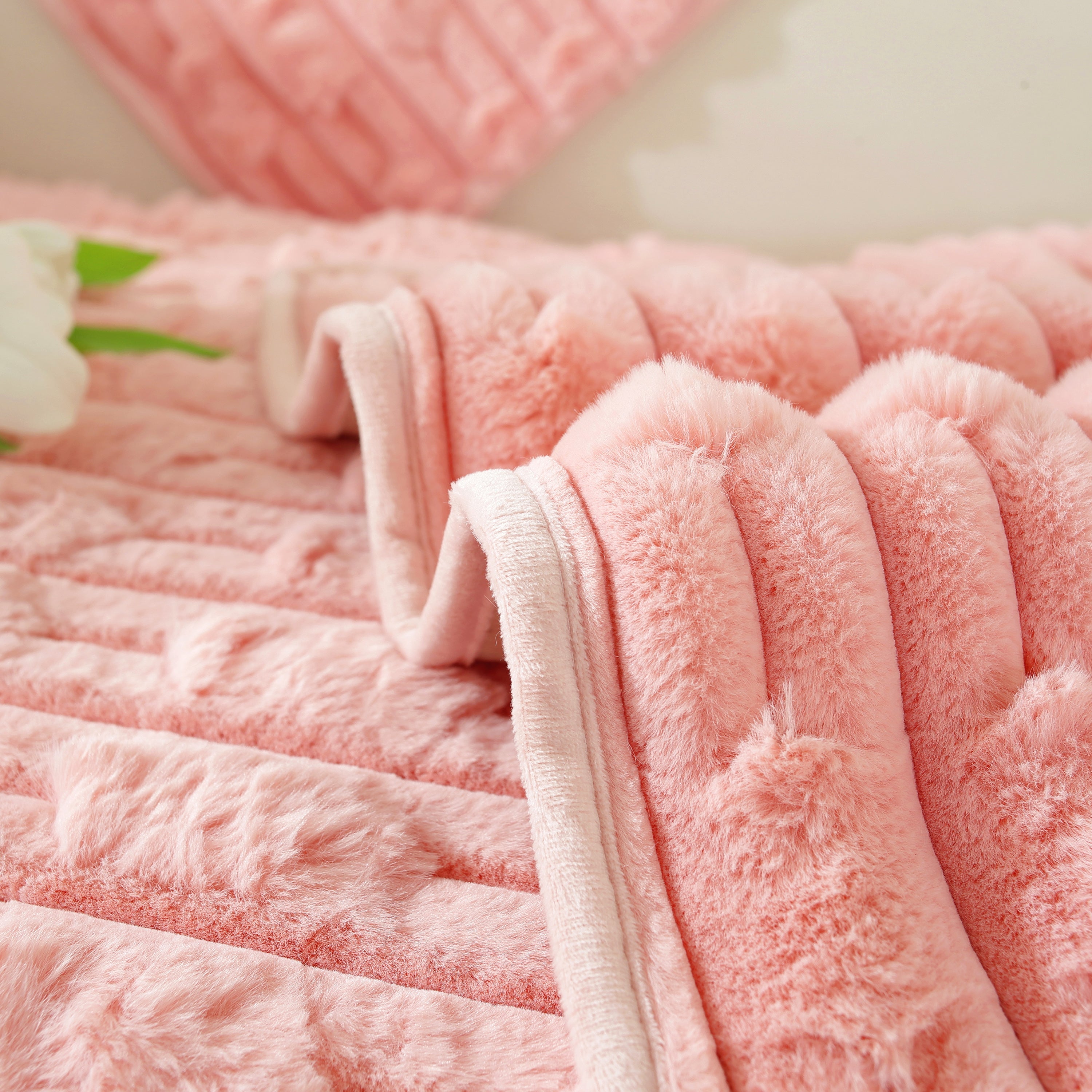 Bamboo-style Sofa Towel, Faux Rabbit Fur Thickened Non-slip Seat Cushion Covers