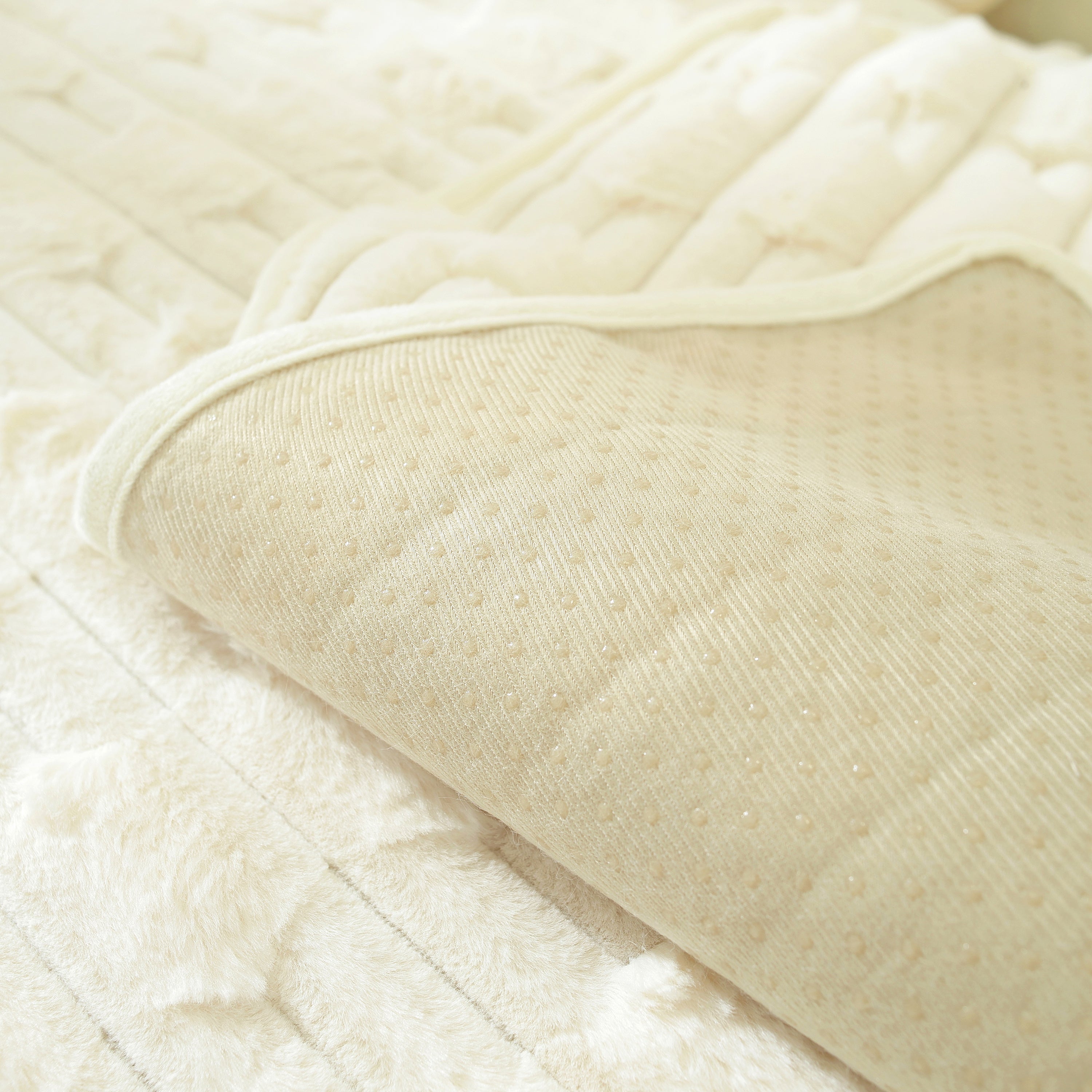Bamboo-style Sofa Towel, Faux Rabbit Fur Thickened Non-slip Seat Cushion Covers