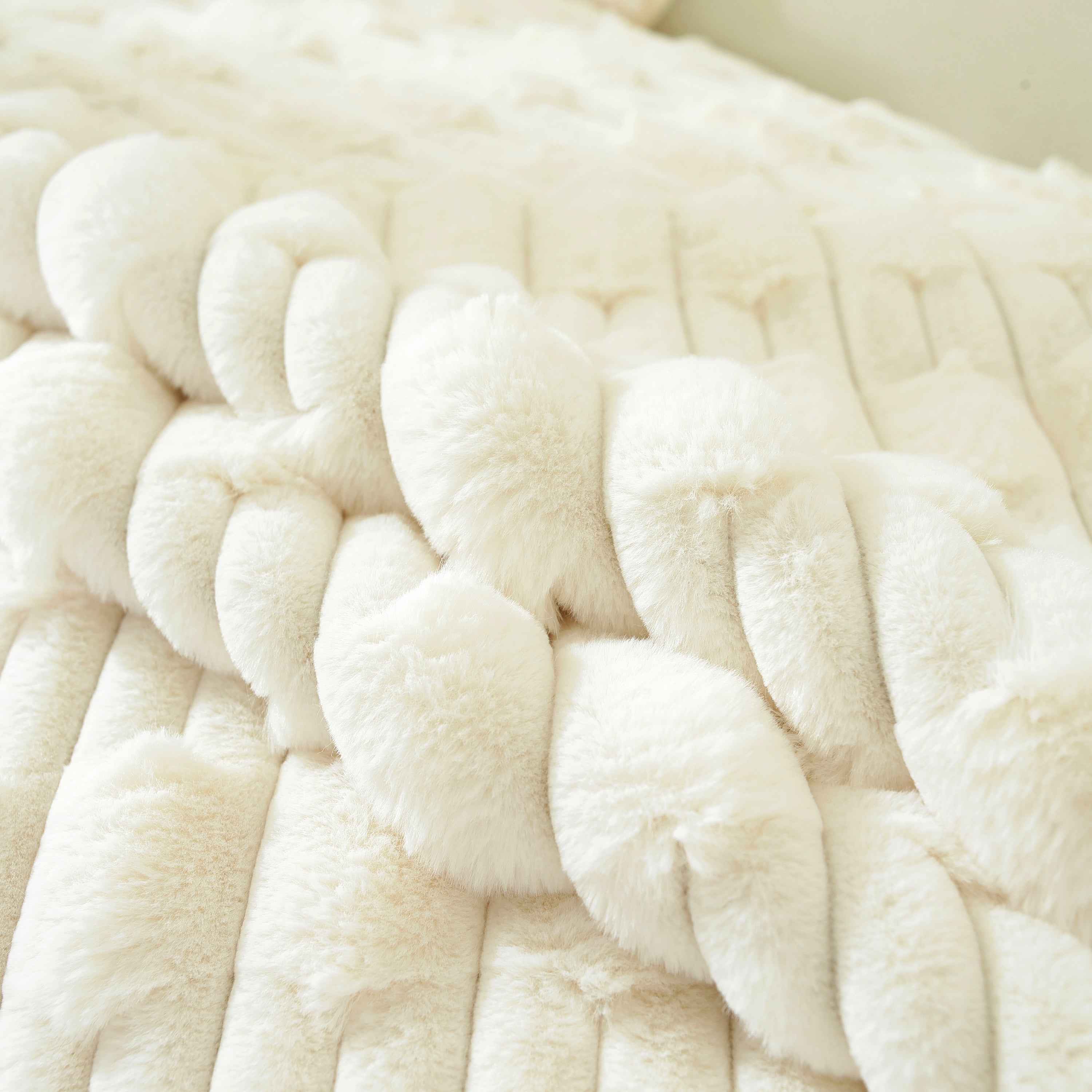 Bamboo-style Sofa Towel, Faux Rabbit Fur Thickened Non-slip Seat Cushion Covers