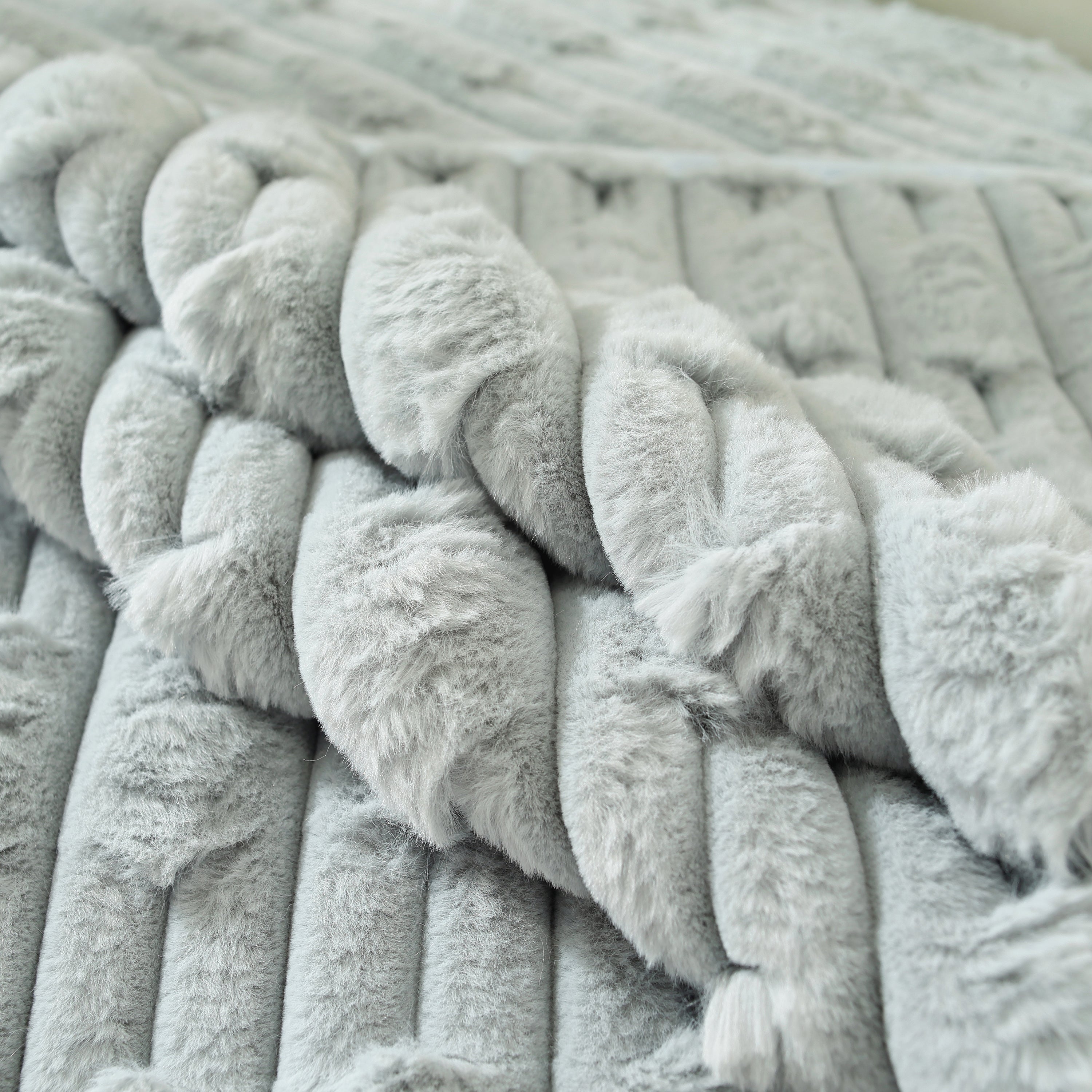 Bamboo-style Sofa Towel, Faux Rabbit Fur Thickened Non-slip Seat Cushion Covers