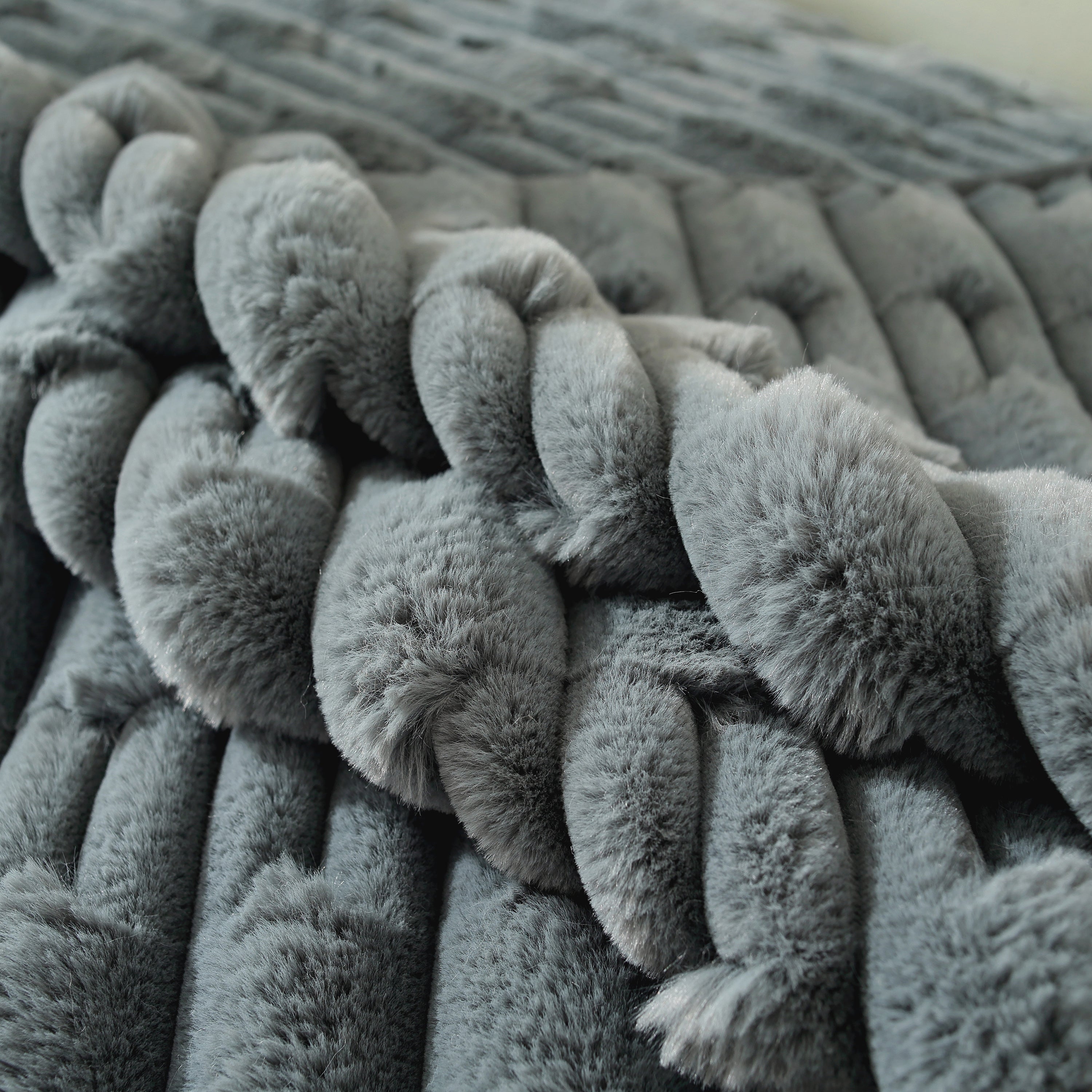 Bamboo-style Sofa Towel, Faux Rabbit Fur Thickened Non-slip Seat Cushion Covers