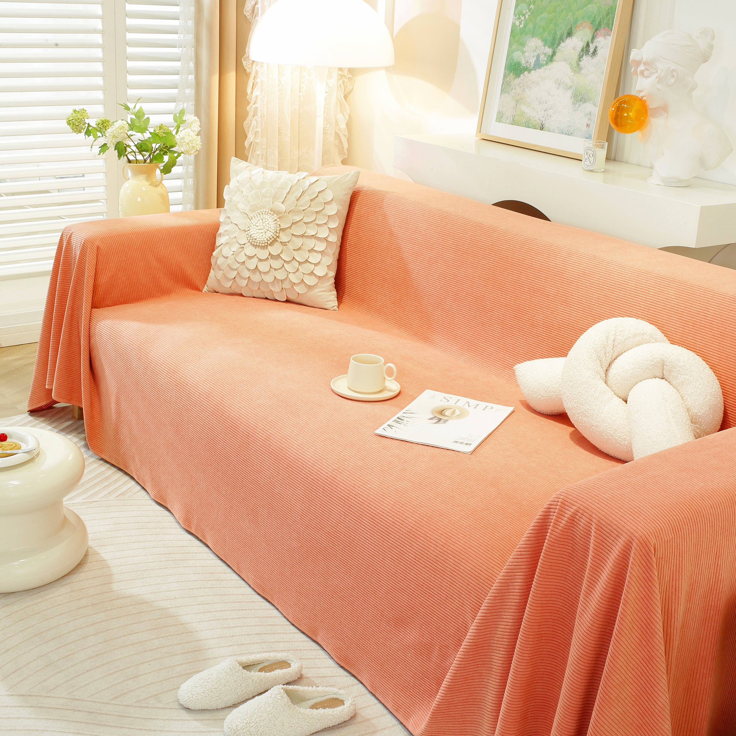 Soft Plush Warm Couch Cover Blanket For Sofa, Waterproof And Machine Washable Couch Throw Cover