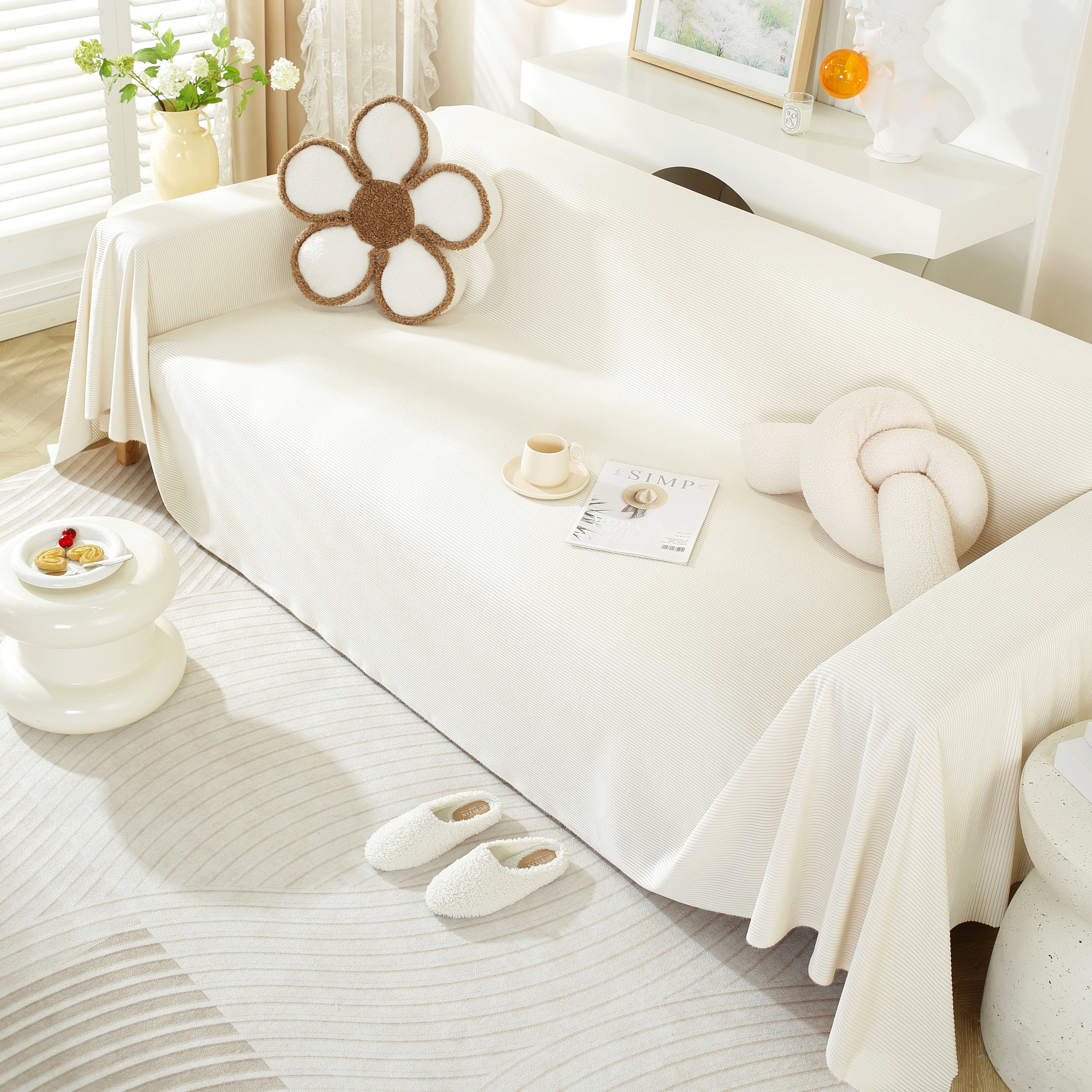 Soft Plush Warm Couch Cover Blanket For Sofa, Waterproof And Machine Washable Couch Throw Cover