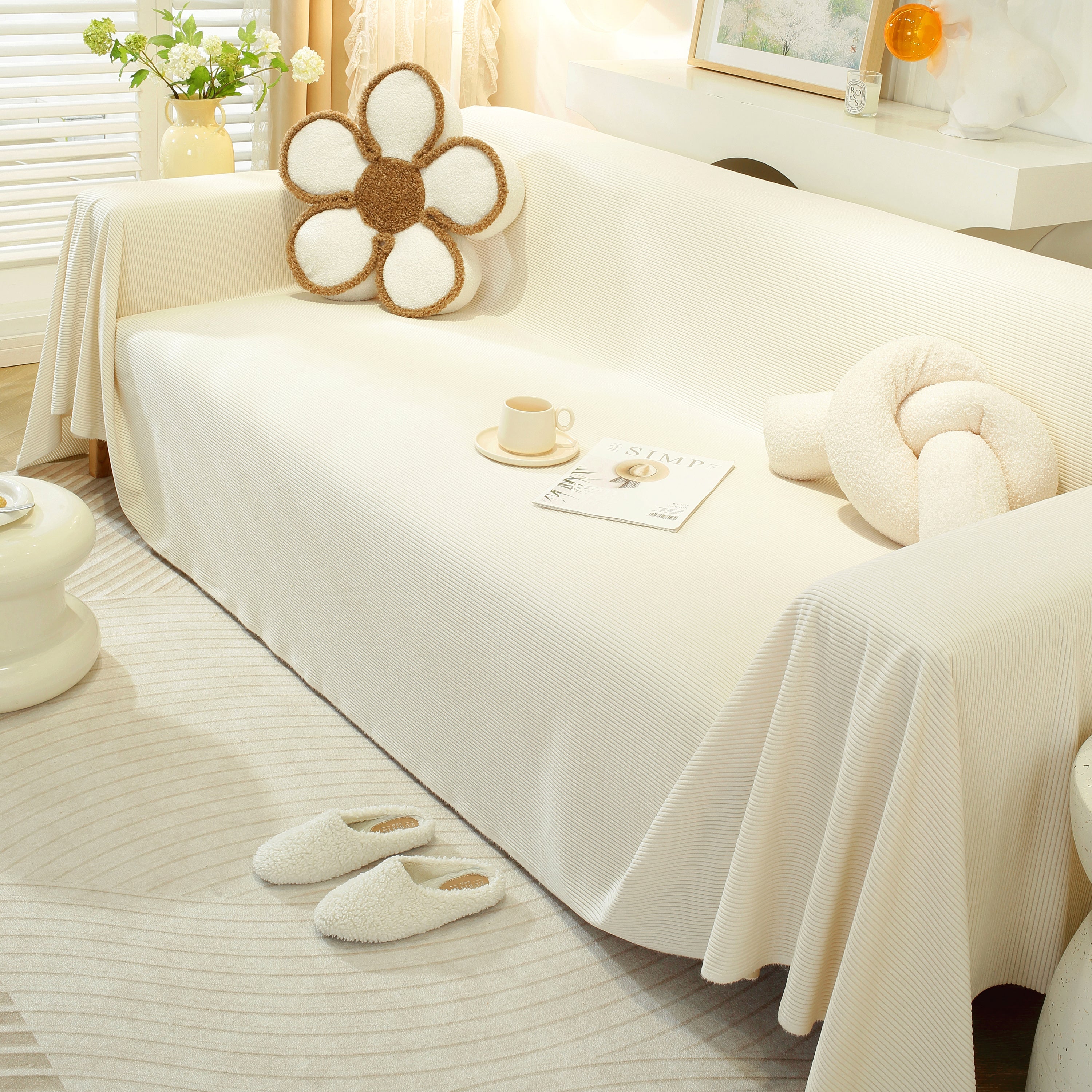 Soft Plush Warm Couch Cover Blanket For Sofa, Waterproof And Machine Washable Couch Throw Cover
