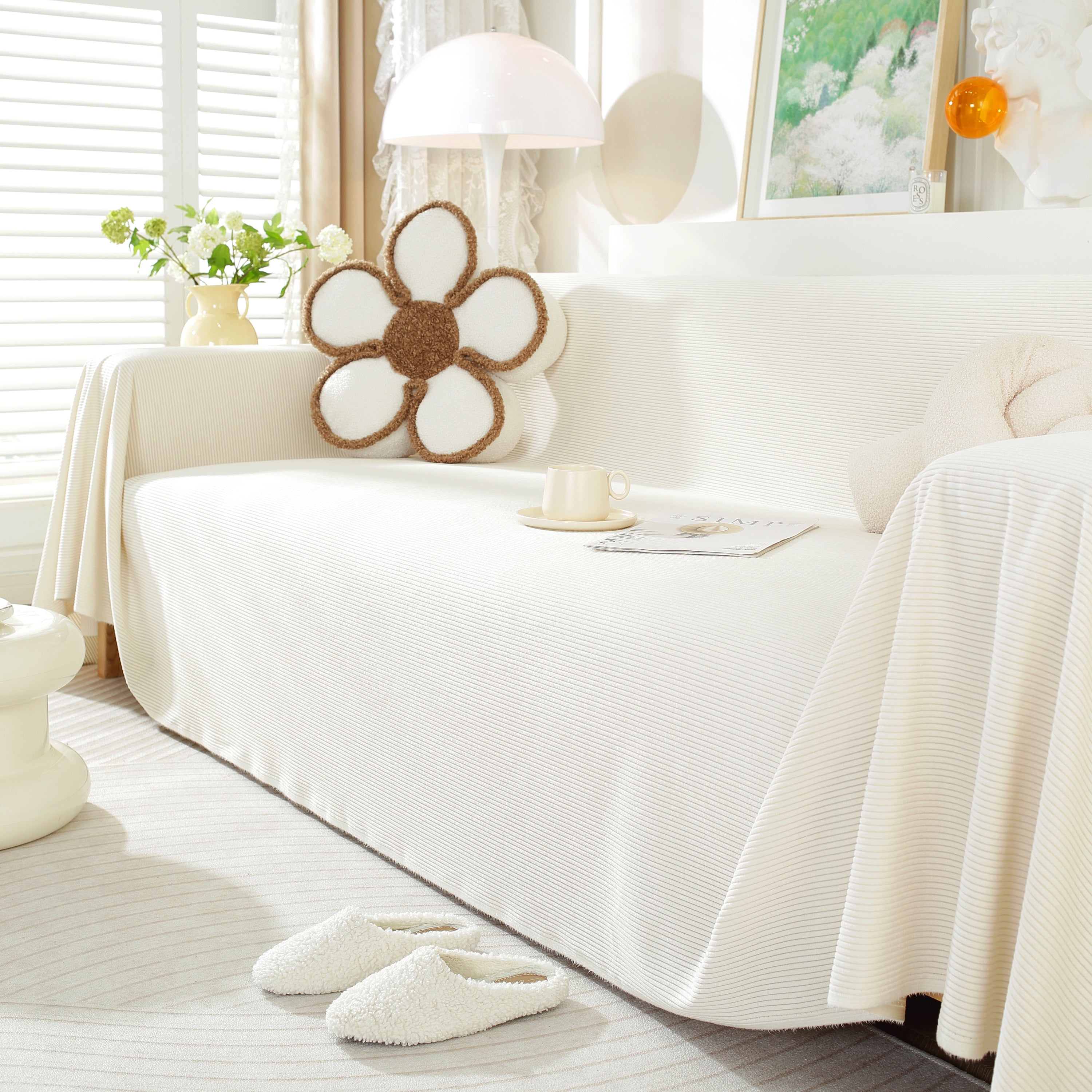 Soft Plush Warm Couch Cover Blanket For Sofa, Waterproof And Machine Washable Couch Throw Cover