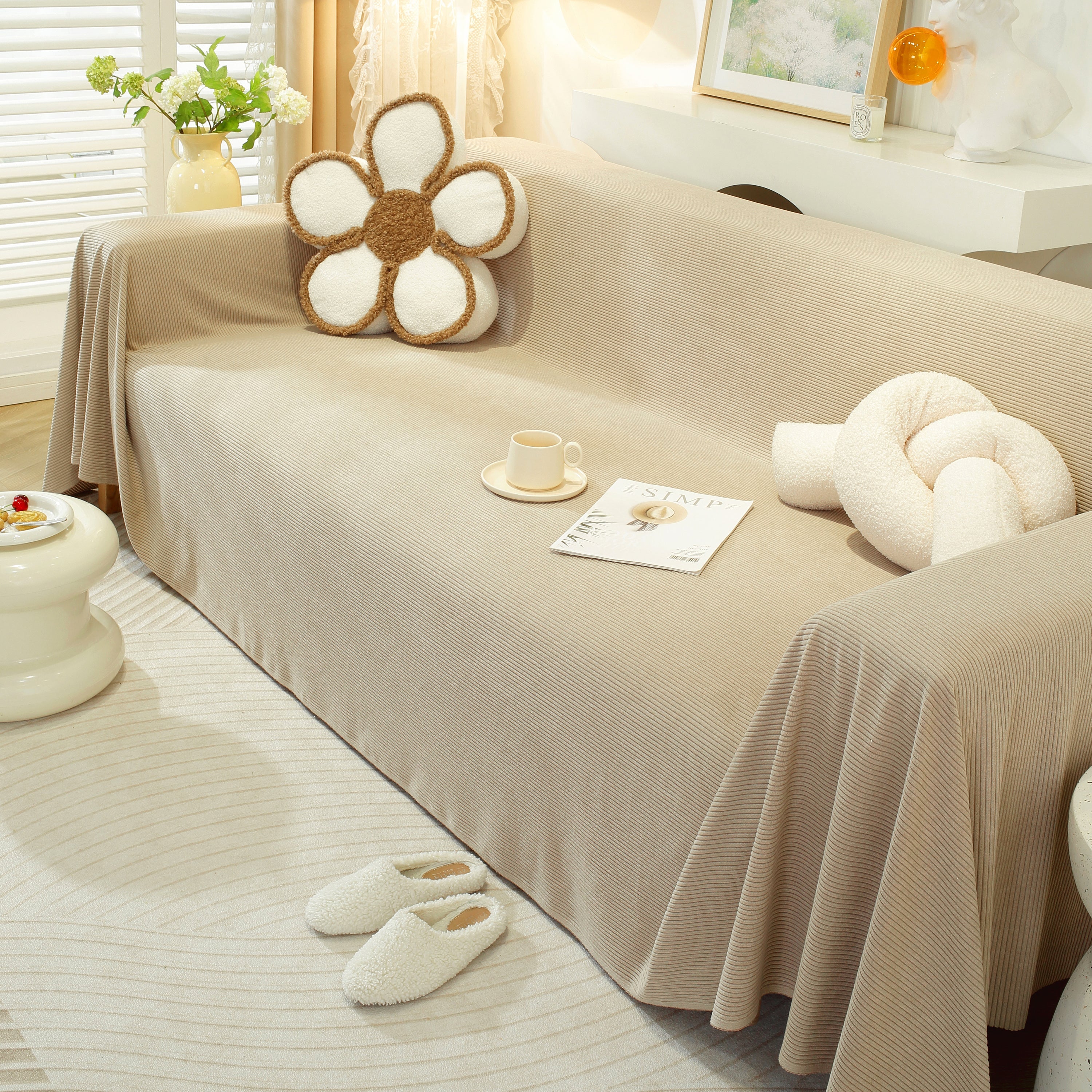 Soft Plush Warm Couch Cover Blanket For Sofa, Waterproof And Machine Washable Couch Throw Cover