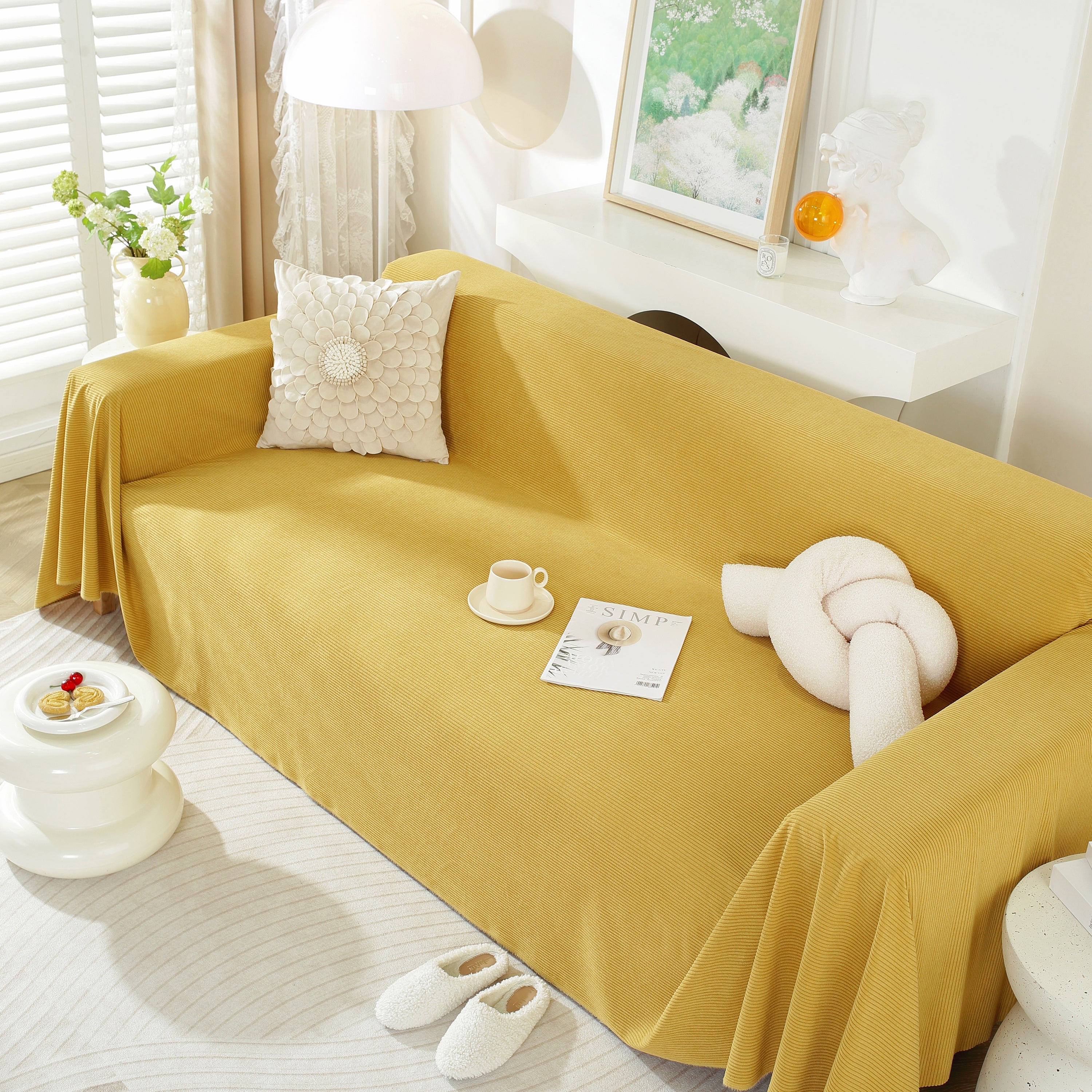 Soft Plush Warm Couch Cover Blanket For Sofa, Waterproof And Machine Washable Couch Throw Cover