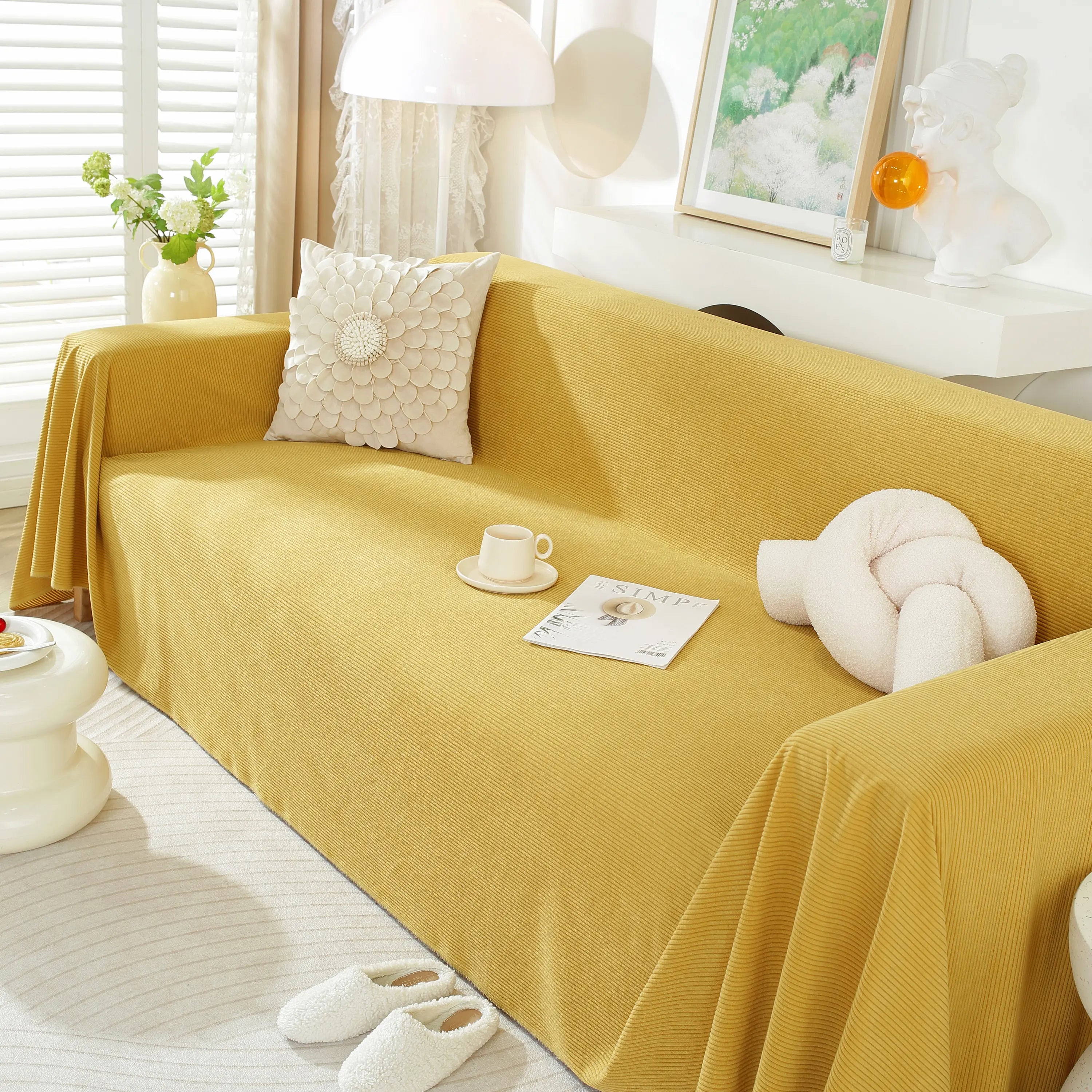 Soft Plush Warm Couch Cover Blanket For Sofa, Waterproof And Machine Washable Couch Throw Cover