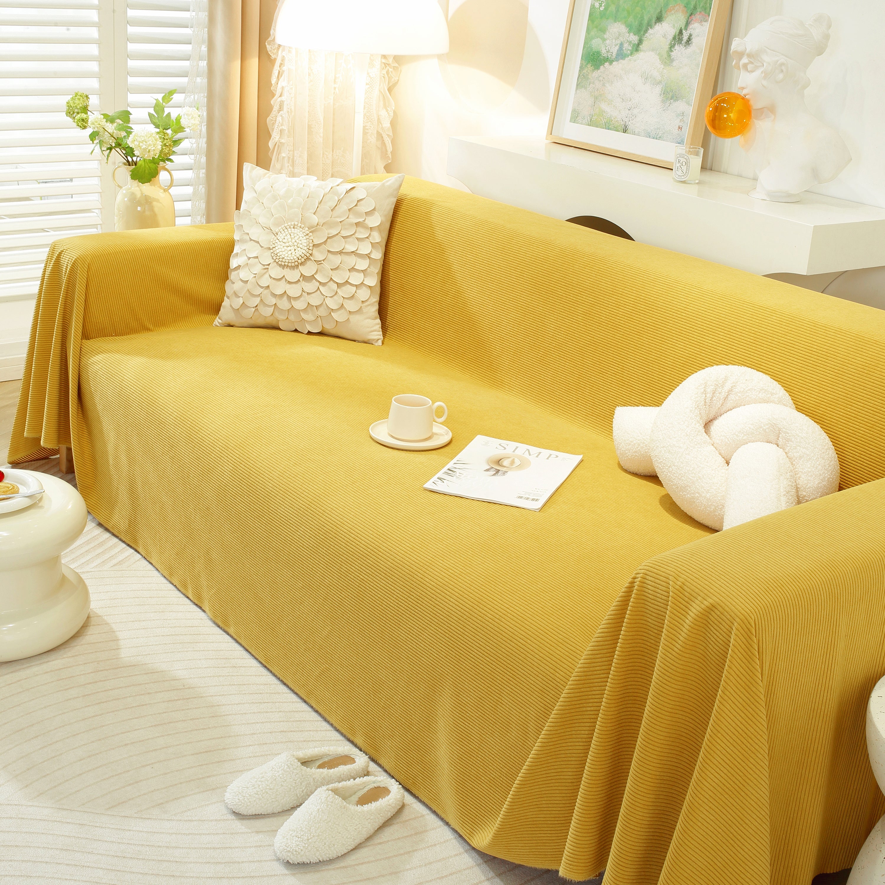Soft Plush Warm Couch Cover Blanket For Sofa, Waterproof And Machine Washable Couch Throw Cover