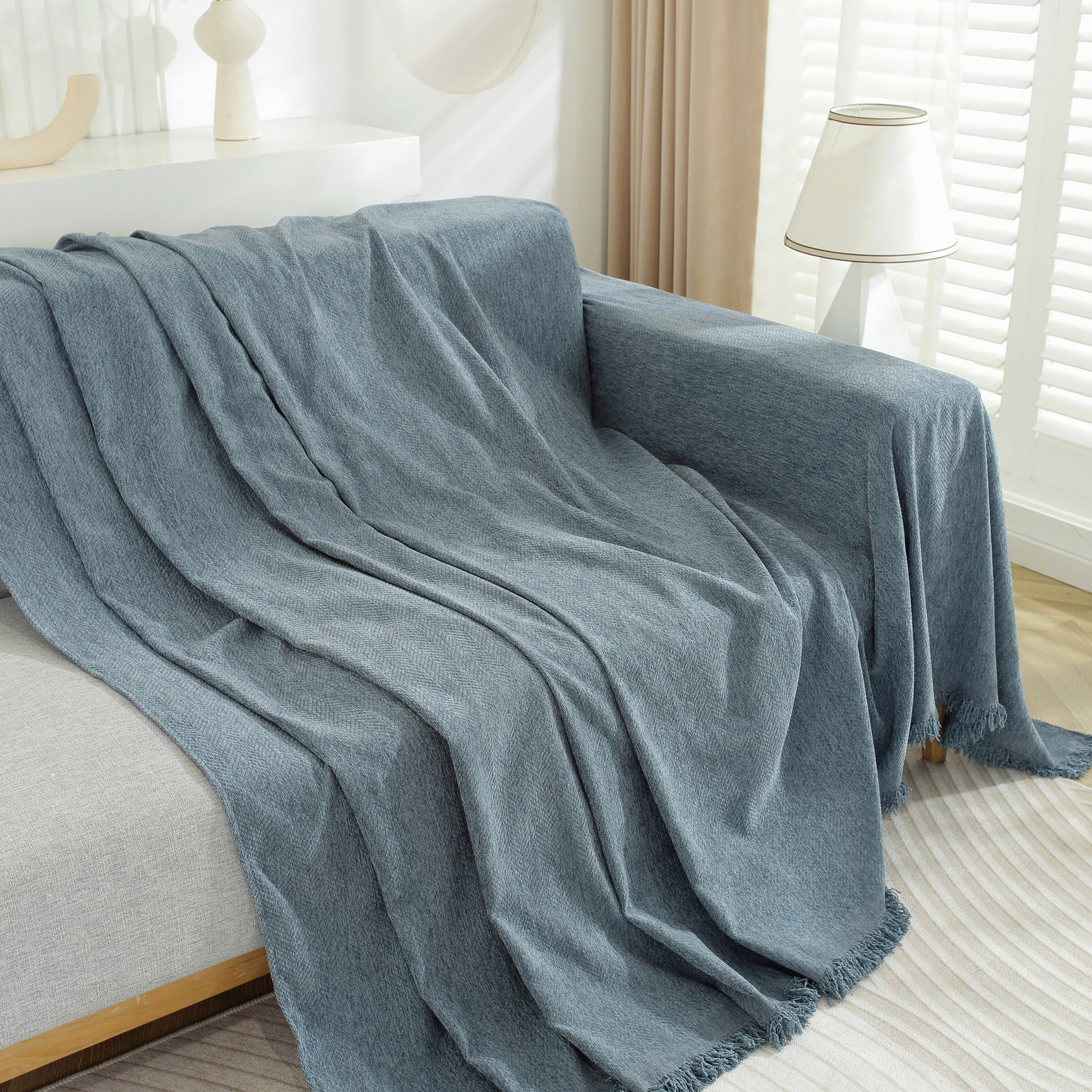 Chenille Herringbone Couch Protector Blanket, Stylish Throw Blankets For Couch And Couch Throw Cover
