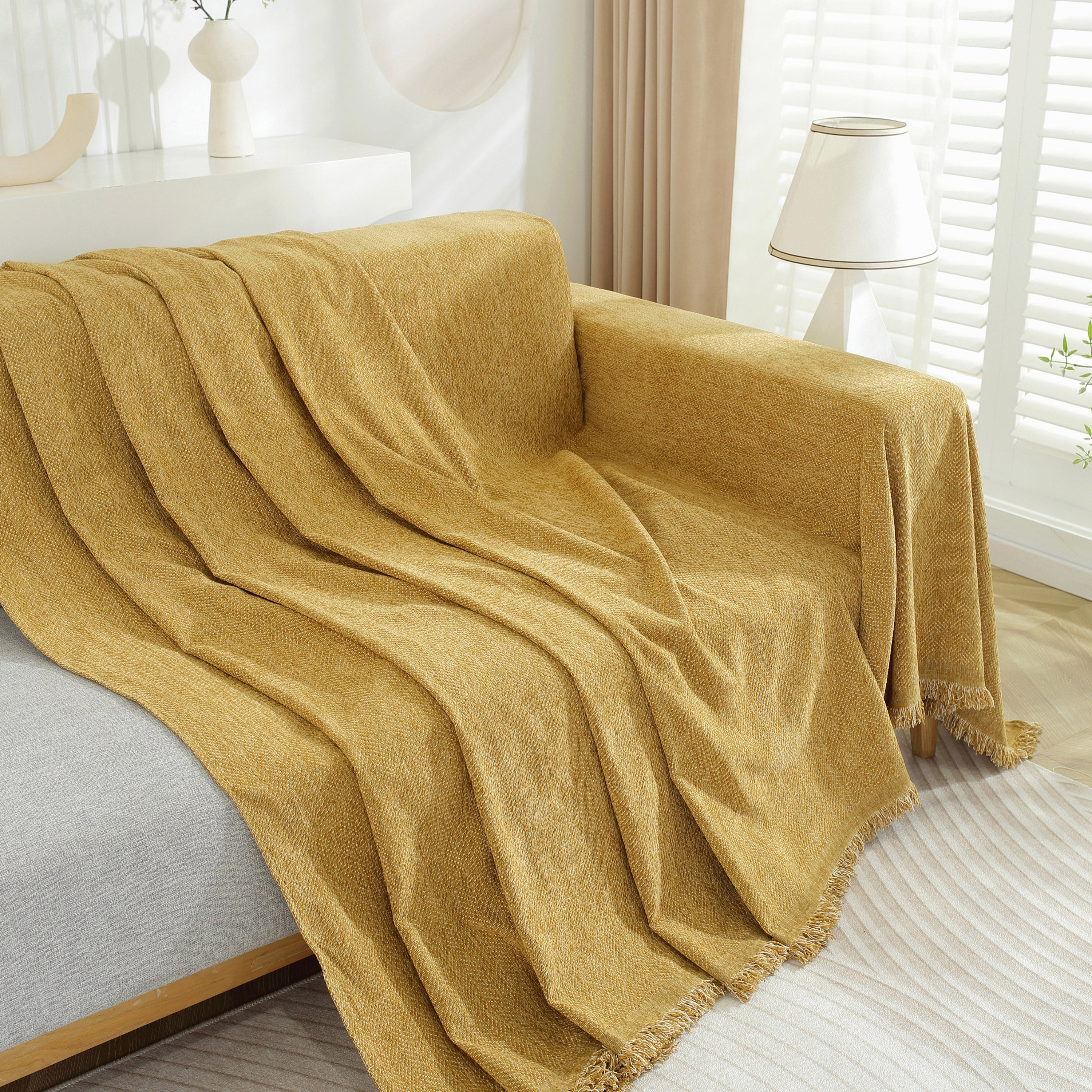 Chenille Herringbone Couch Protector Blanket, Stylish Throw Blankets For Couch And Couch Throw Cover