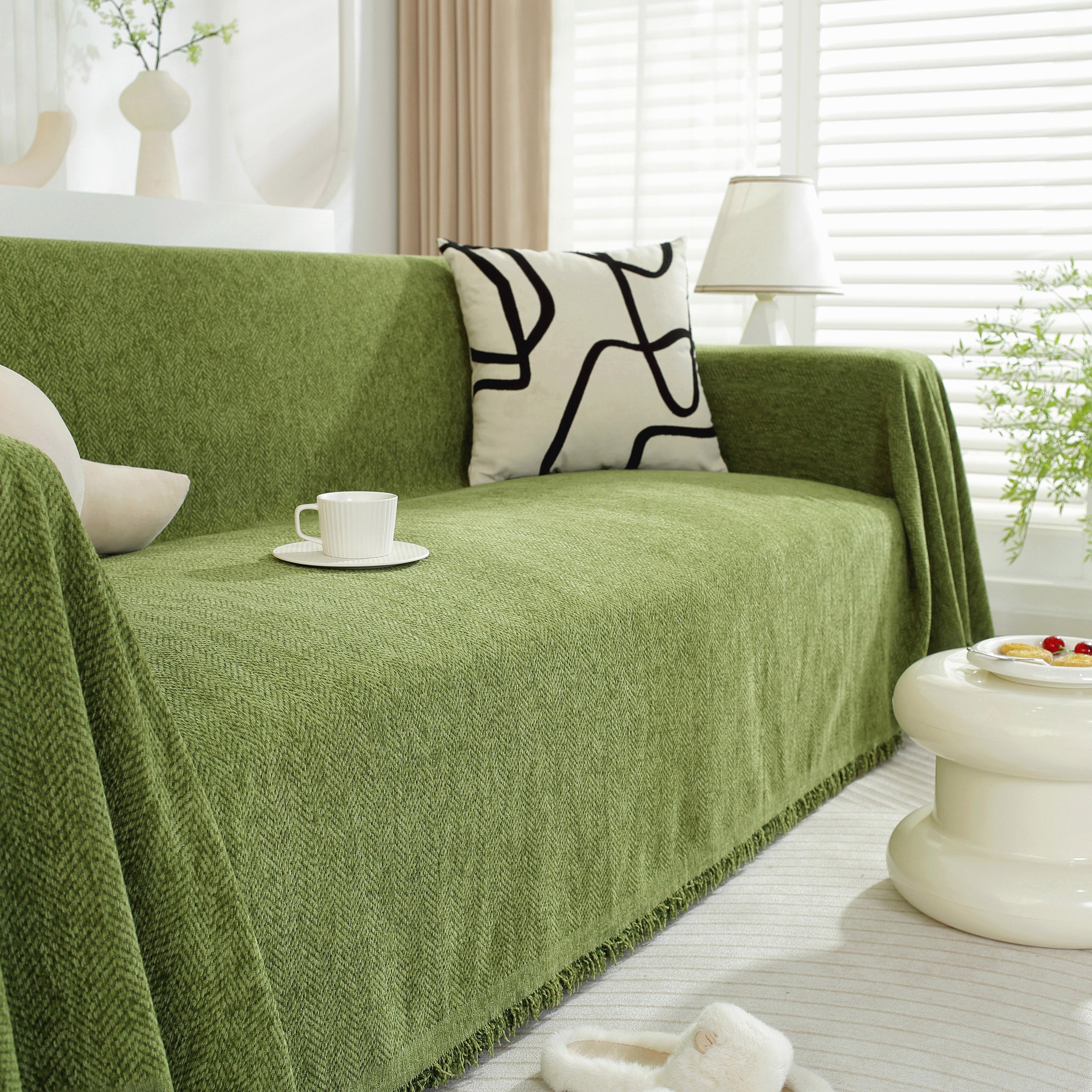 Chenille Herringbone Couch Protector Blanket, Stylish Throw Blankets For Couch And Couch Throw Cover