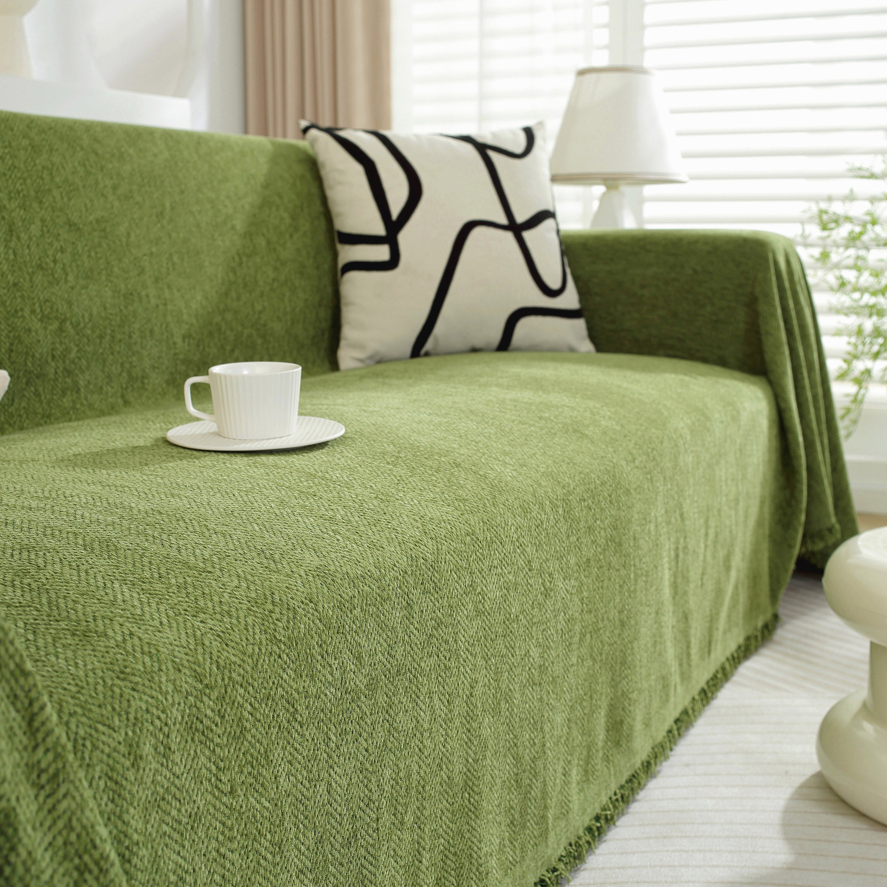 Chenille Herringbone Couch Protector Blanket, Stylish Throw Blankets For Couch And Couch Throw Cover