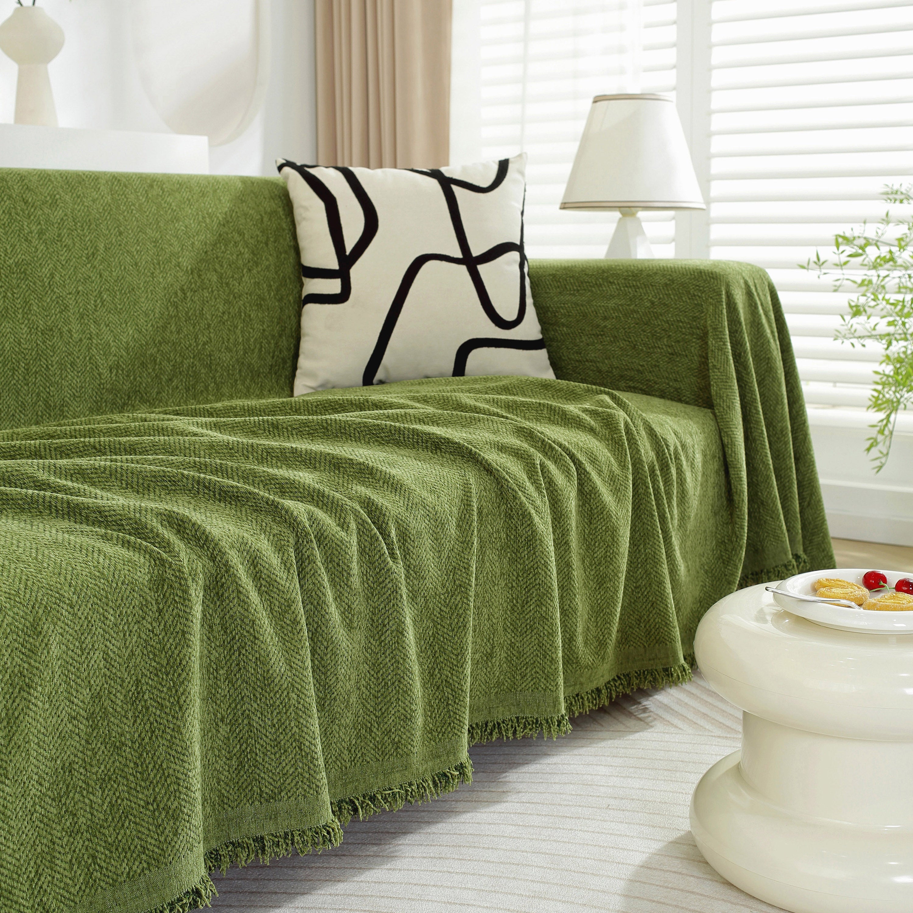 Chenille Herringbone Couch Protector Blanket, Stylish Throw Blankets For Couch And Couch Throw Cover
